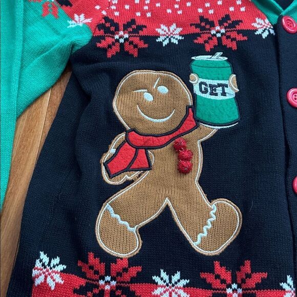 Spencer's Get lit Beer Gingerbread Christmas Cardigan Mens Ugly Sweater  Size L - Picture 3 of 8